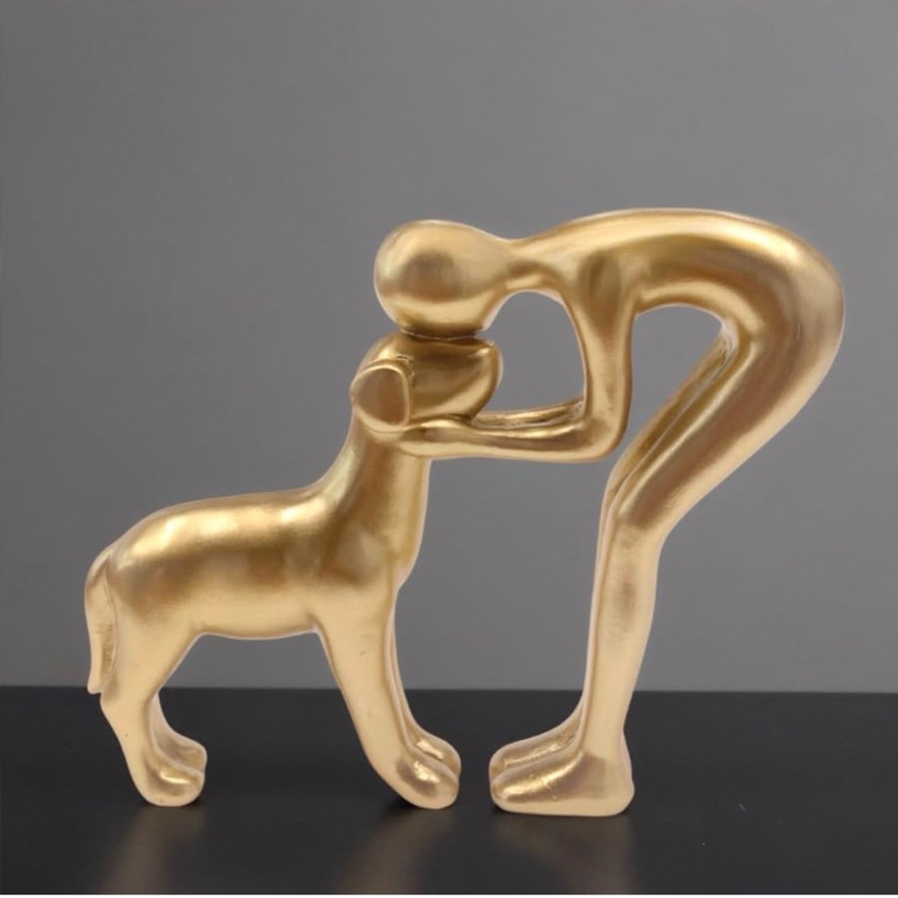 Gold Abstract Human and Dog Sculpture Accent - Home Accents